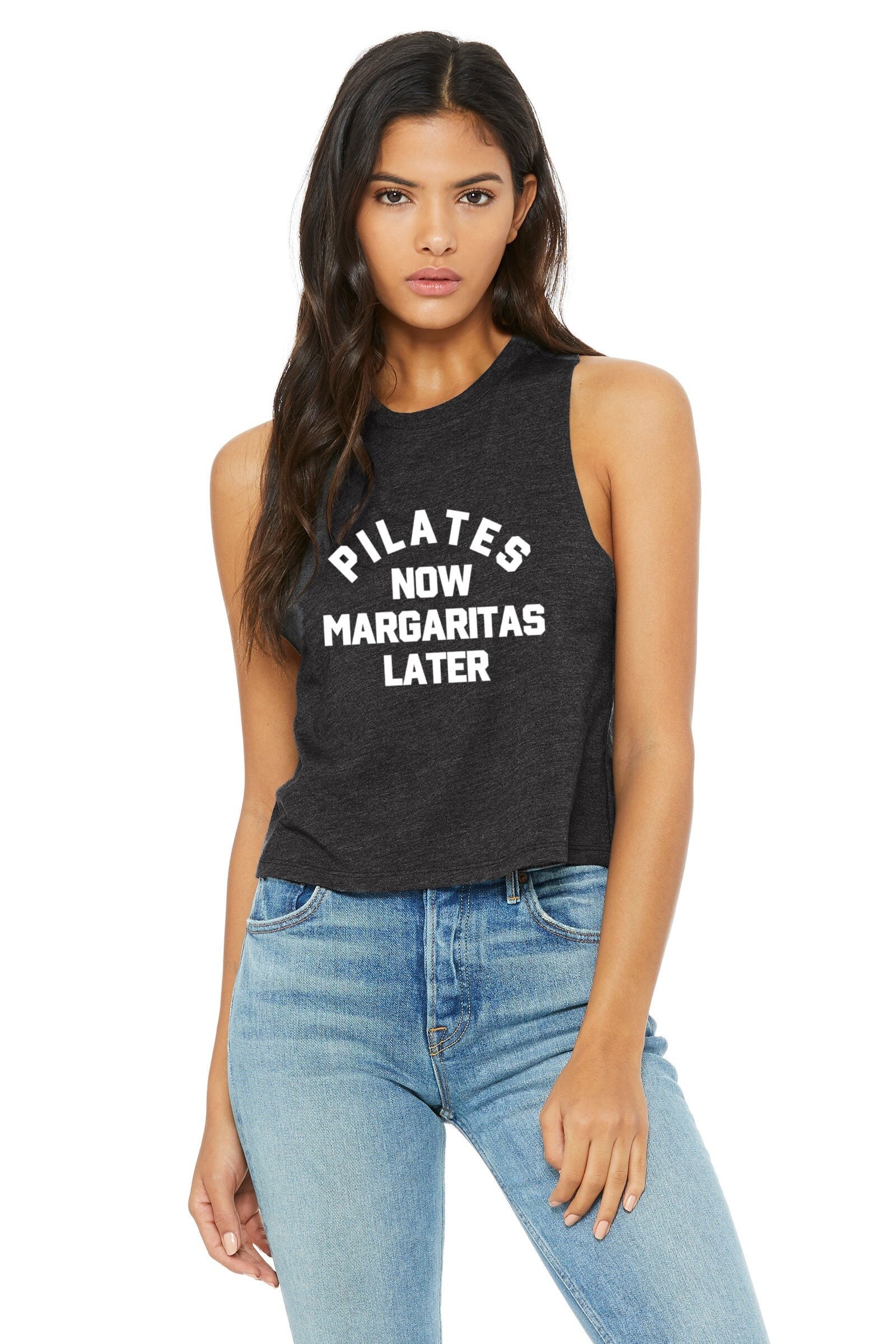 Pilates Tank Top | Kurztop Frauen Shirt Pilates-Training Workout-Crop-Top Now Margaritas Later von GymWeekendApparel