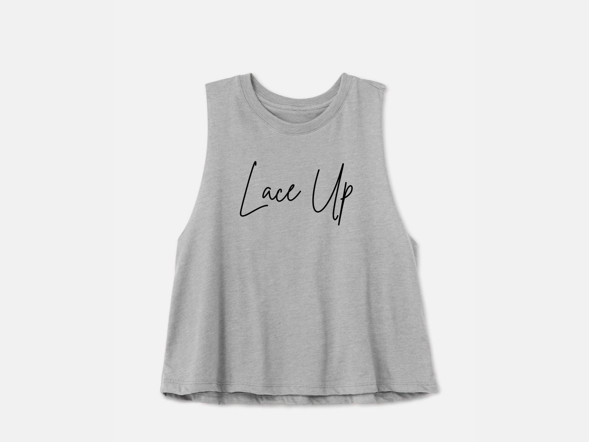 Schnüren | Tanktop Laufshirt Laufendes Crop Top Gym-Shirt Workout-Crop-Top Trainings-Shirt von GymWeekendApparel