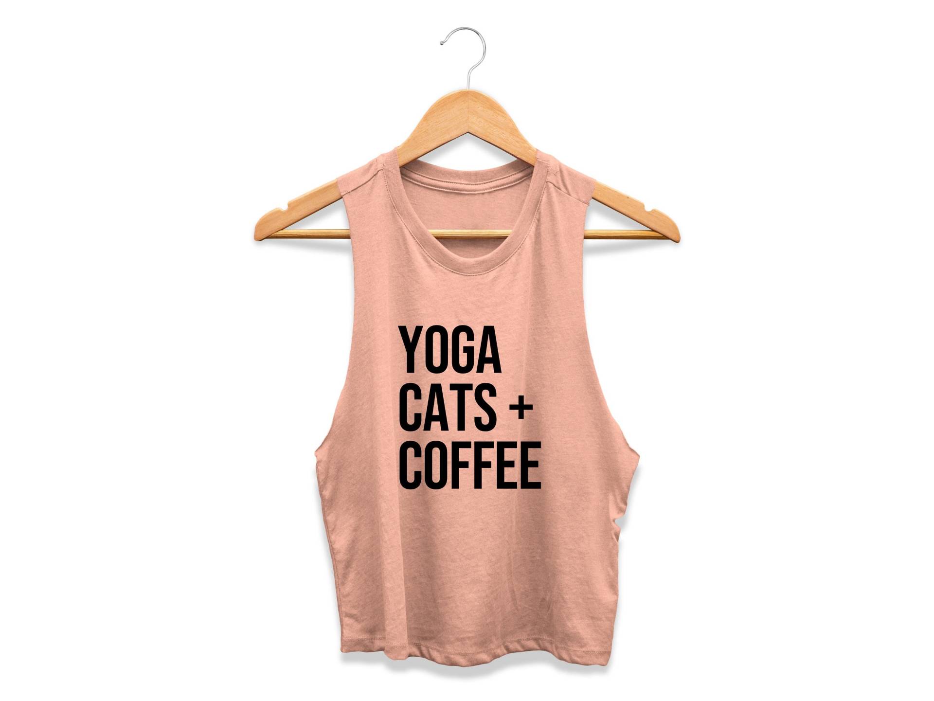 Tanktop | Yoga-Crop-Top Yoga-Shirt Yoga Geschenk Katzenmama Yoga-Katzen-Shirt Heißes Shirt Katzen + Kaffee von GymWeekendApparel