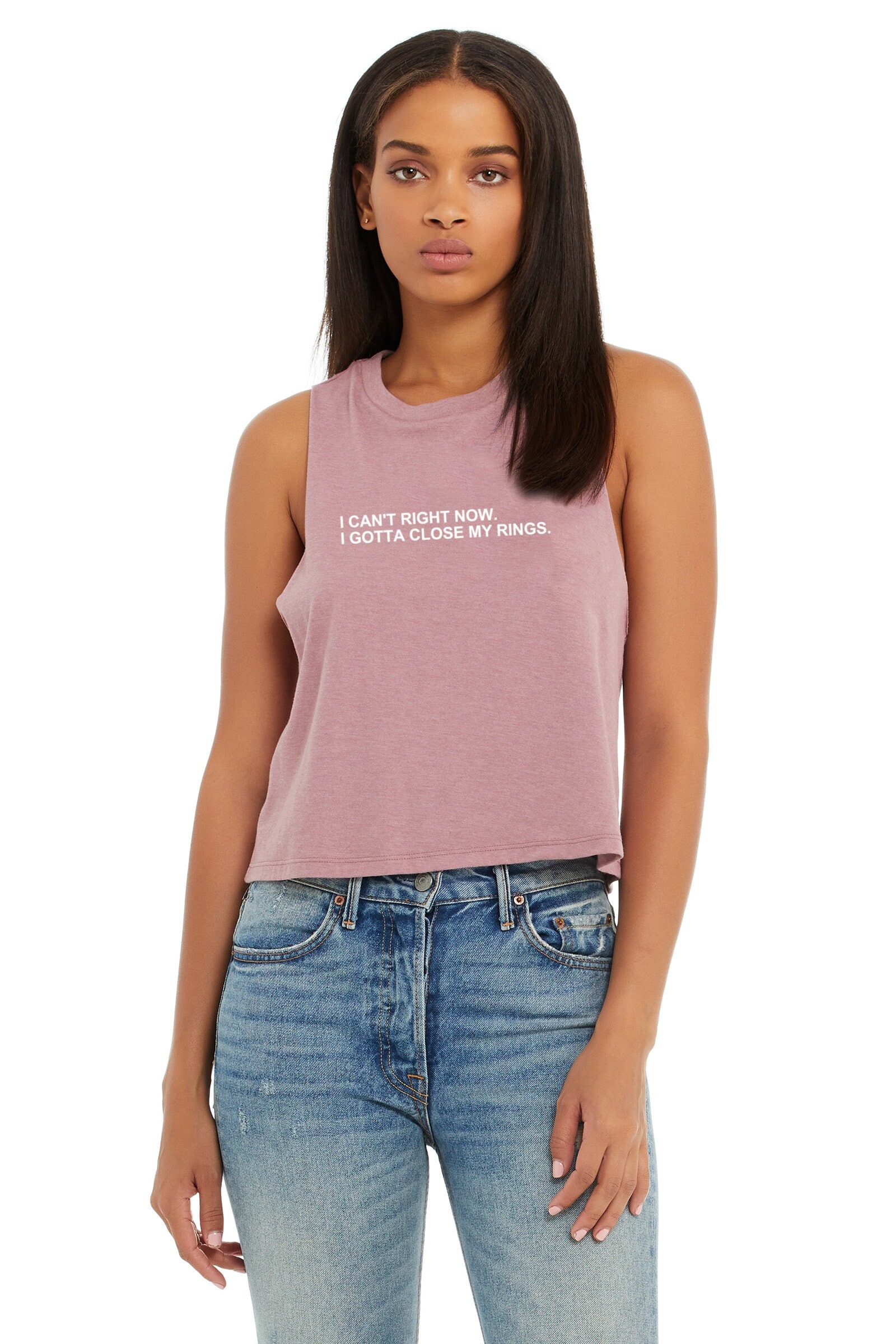 Workout-Crop-Top | Gym-Shirt Laufshirt Boxshirt Fitnesstrainer Ich Kann Im Moment Nicht, Ich Muss Meine Ringe Schließen von GymWeekendApparel