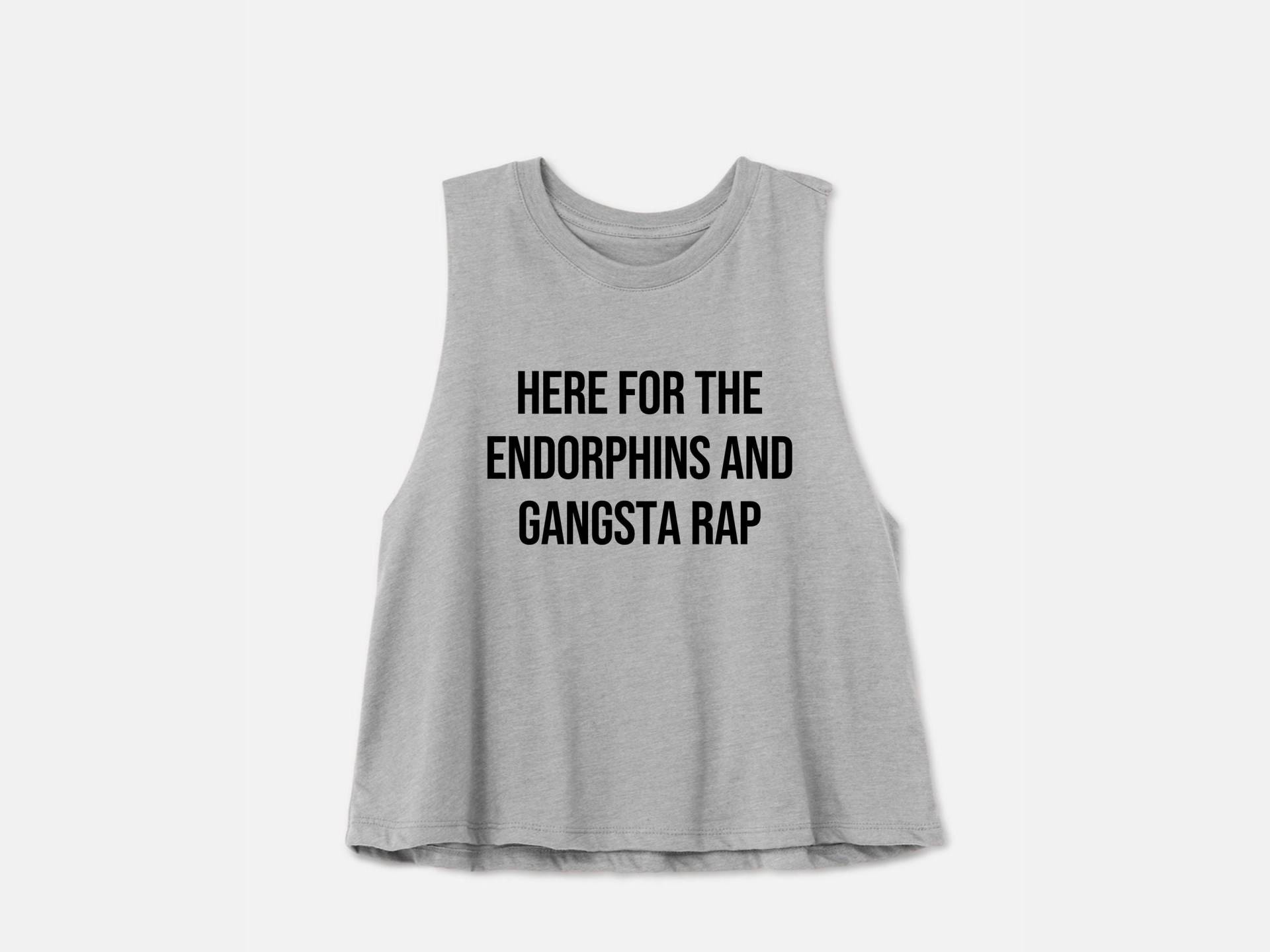 Workout-Crop-Top | Gym-Shirt Laufshirt Boxen Tank Radfahren Hier Für Die Endorphine Und Gangsta Rap von GymWeekendApparel