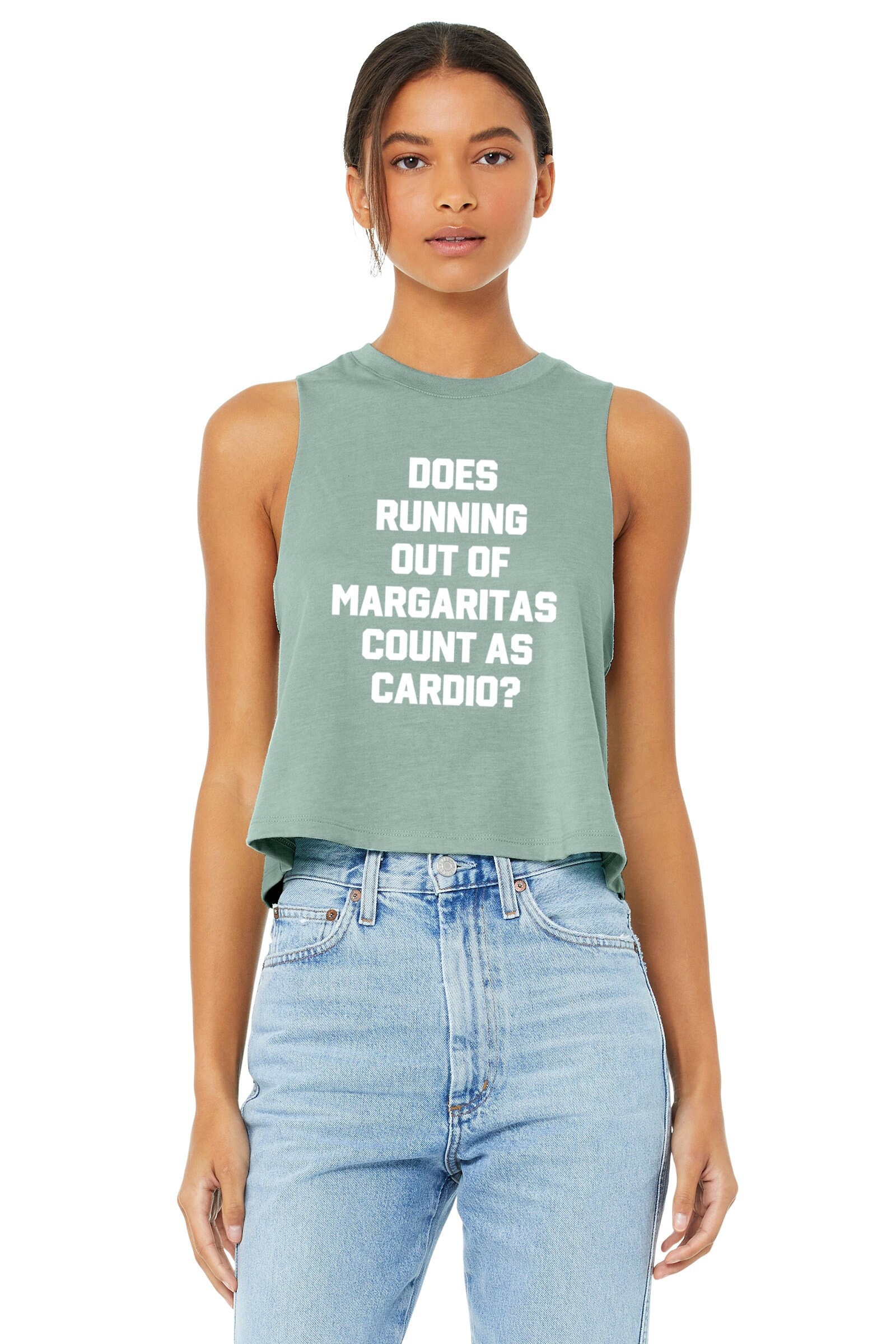 Workout-Crop-Top | Sommer-Workout-Tank Lustiges Gym Tank Laufshirt Zählt Das Ausgehen Von Margaritas Als Cardiotraining? von GymWeekendApparel