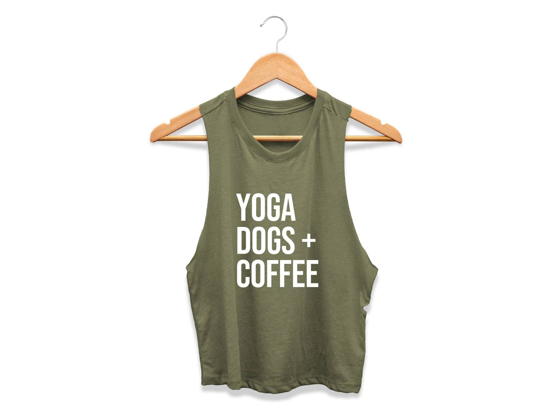 Yoga-Shirt | Tanktop Yoga-Crop-Top Gym-Shirt Workout-Crop-Top Hundemama Fitness Yoga Hunde + Kaffee von GymWeekendApparel