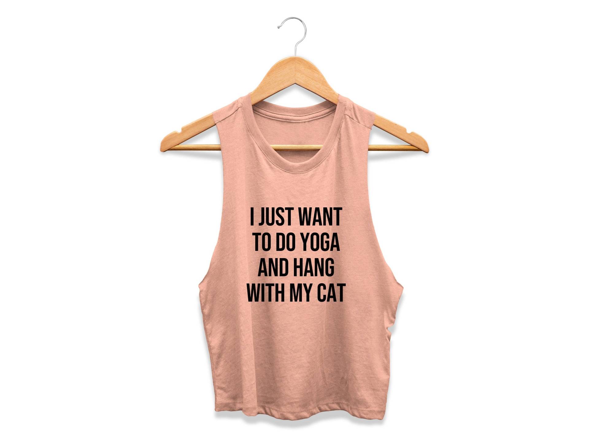 Yoga-Shirt | Tanktop Yoga-Crop-Top Katzenmama Workout-Crop-Top Ich Will Nur Yoga Machen Und Mit Meiner Katze Abhängen von GymWeekendApparel