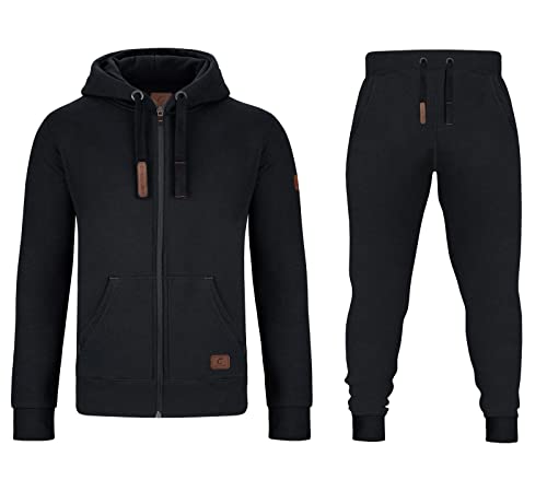 Gymamba Bequemer, warmer Herren Jogginganzug Hausanzug Joggingsuit Freizeitanzug mit Lederpatches aus Baumwolle mit Kapuze von Gymamba