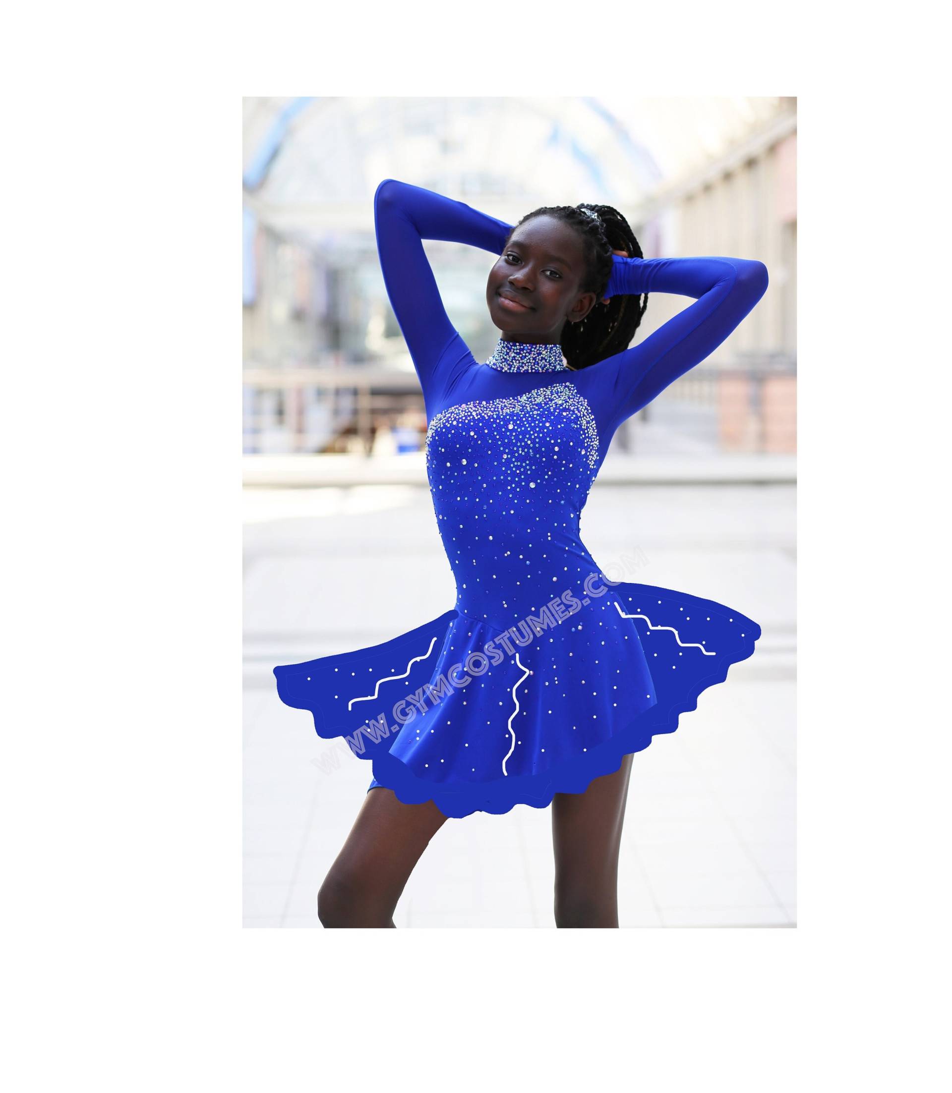 Blau Eiskunstlaufkleid Kleid Für Eiskunstlaufen Kürkleid Twirling Showtanzkleid Tanzmariechen Karnevalkleid Rock'n Roll Eistanzen von Gymcostumes