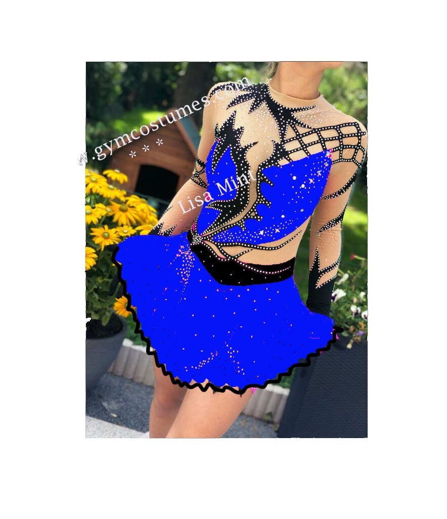 Blau Showtanzkleid Tanzmariechen Kleid Karnevalkleid Rock'n Roll Eistanzen Eiskunstlaufkleid Für Eiskunstlaufen Kürkleid Twirling von Gymcostumes