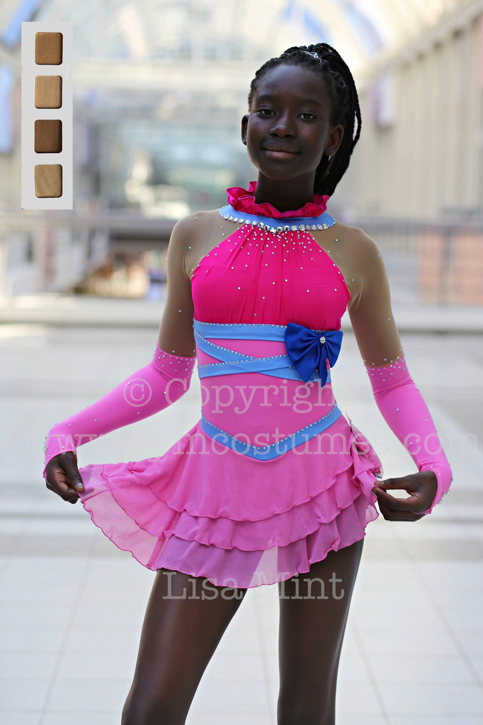 Pink Eiskunstlaufkleid Kleid Für Eiskunstlaufen Kürkleid Twirling Showtanzkleid Tanzmariechen Karnevalkleid Rock'n Roll von Gymcostumes