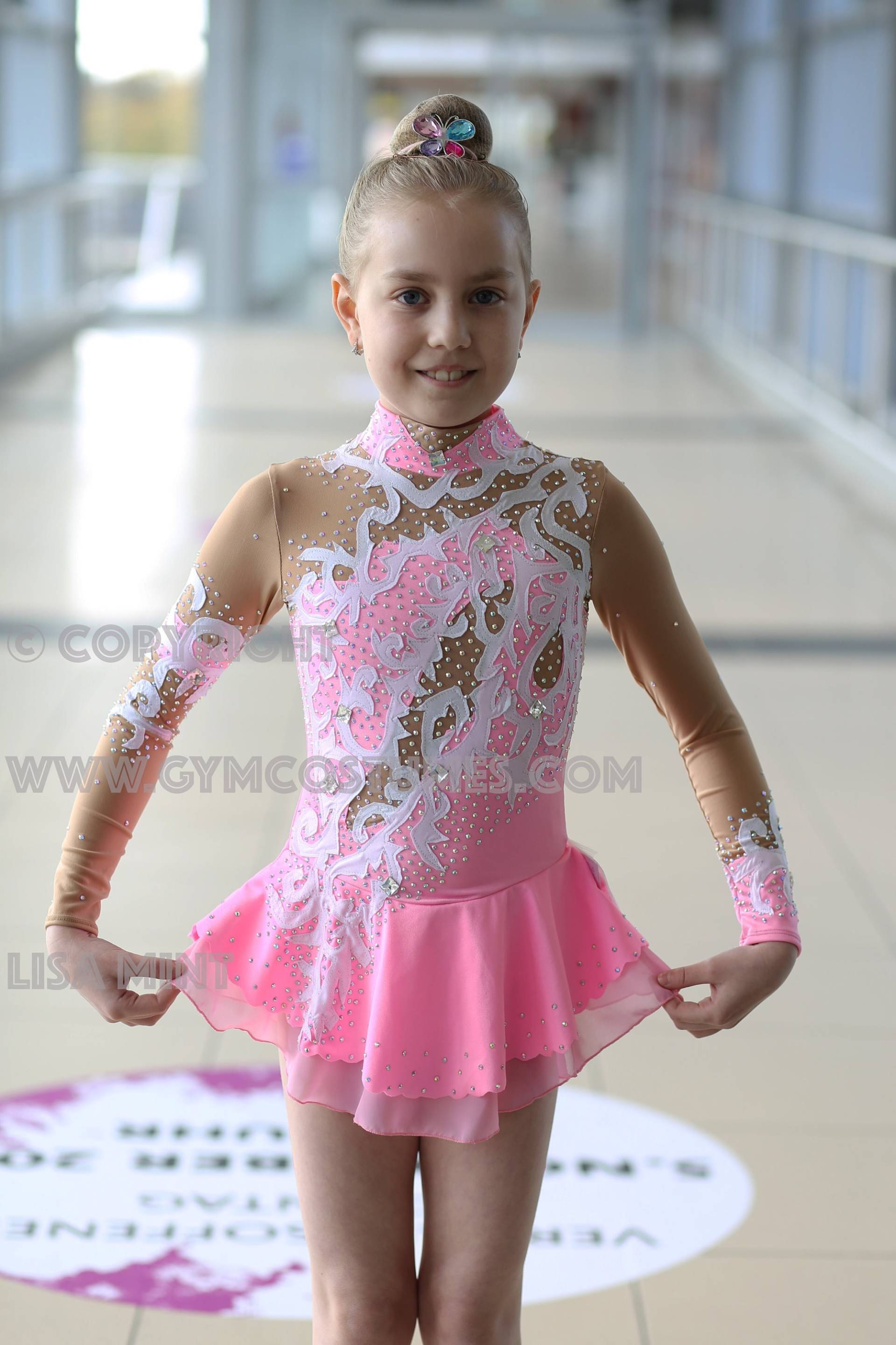 Rosa Eiskunstlaufkleid Kleid Für Eiskunstlaufen Kürkleid Twirling Showtanzkleid Tanzmariechen Karnevalkleid Circusanzug Rock'n Roll von Gymcostumes