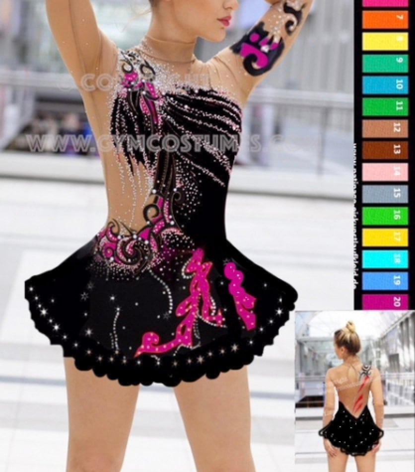 Schwarz Eiskunstlaufkleid Kleid Für Eiskunstlaufen Kürkleid Twirling Showtanzkleid Tanzmariechen Karnevalkleid Rock'n Roll von Gymcostumes