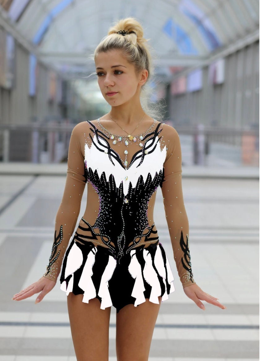 Weiß Eiskunstlaufkleid Kleid Für Eiskunstlaufen Kürkleid Twirling Showtanzkleid Tanzmariechen Karnevalkleid Circusanzug Rock'n Roll von Gymcostumes