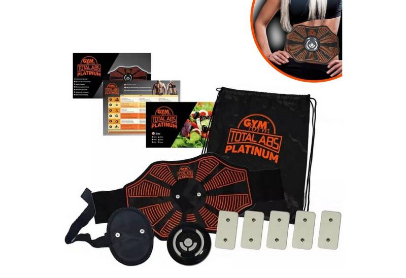 Gymform® EMS-Bauchmuskeltrainer Total Abs Platinum Sport, (Spar-Set, mit oder ohne extra Universal Ersatzpads), EMS Trainer elektrischer Gürtel - Bauchmuskeltrainer Set von Gymform®
