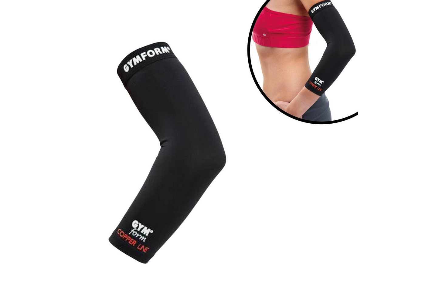 Gymform® Ellenbogenbandage Copper Line - Elbow Sleeve (Spar-Set 1er oder 2er Pack, 1-tlg., in 4 Größen - S, M, L, XL), Ellenbogenstütze - Kompressions Bandage aus Kupferfasern, atmungsaktiv von Gymform®