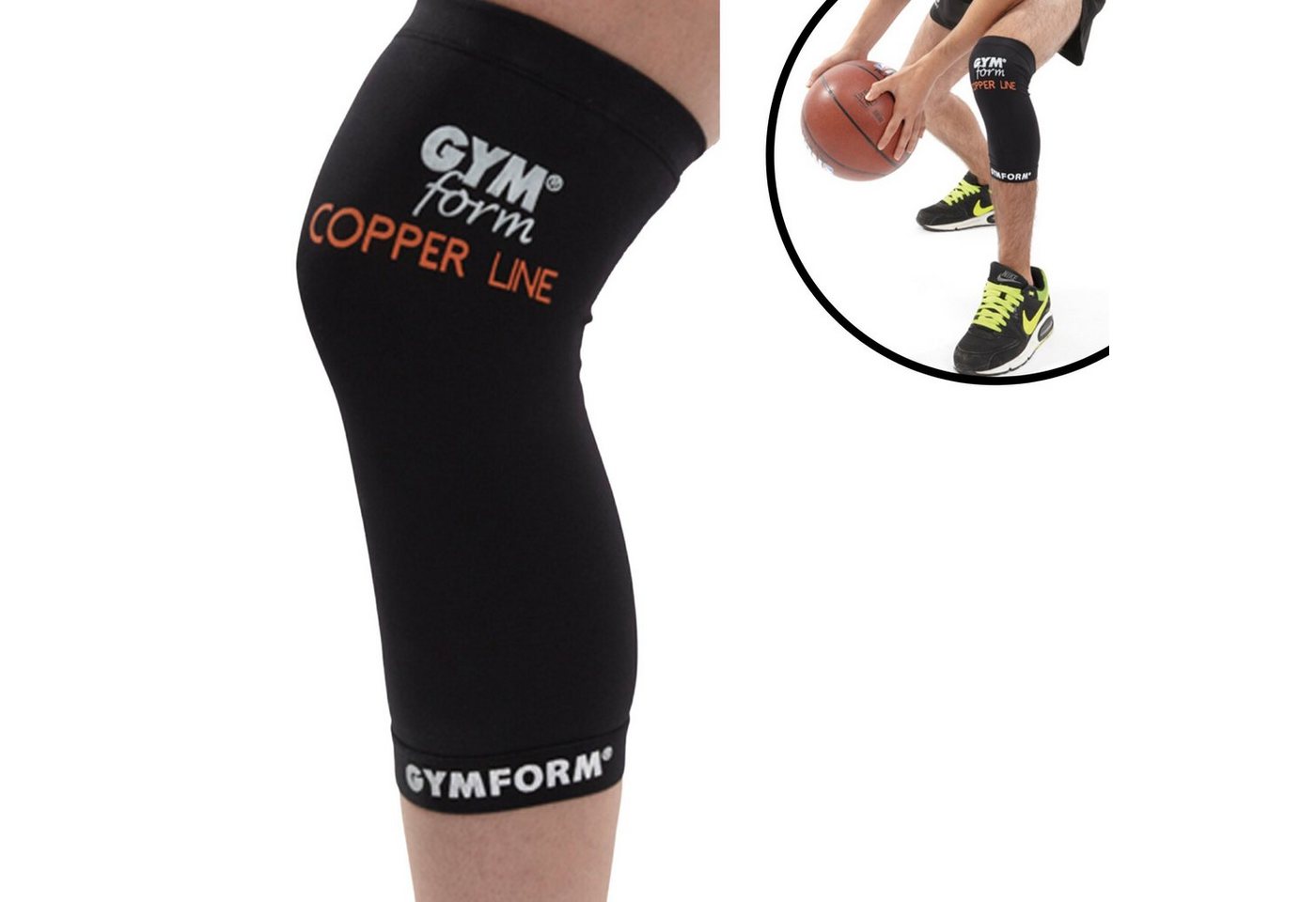 Gymform® Kniebandage Copper Line - Knee Sleeve (Spar-Set 1er oder 2er Pack, 1-tlg., in 4 Größen - S, M, L, XL), Kniestütze - Kompressions Bandage aus Kupferfasern, atmungsaktiv von Gymform®