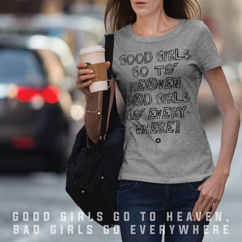 Böse Mädchen Gehen Überall T-Shirt Heather Grey Tri-Blend von GymishLifestyle
