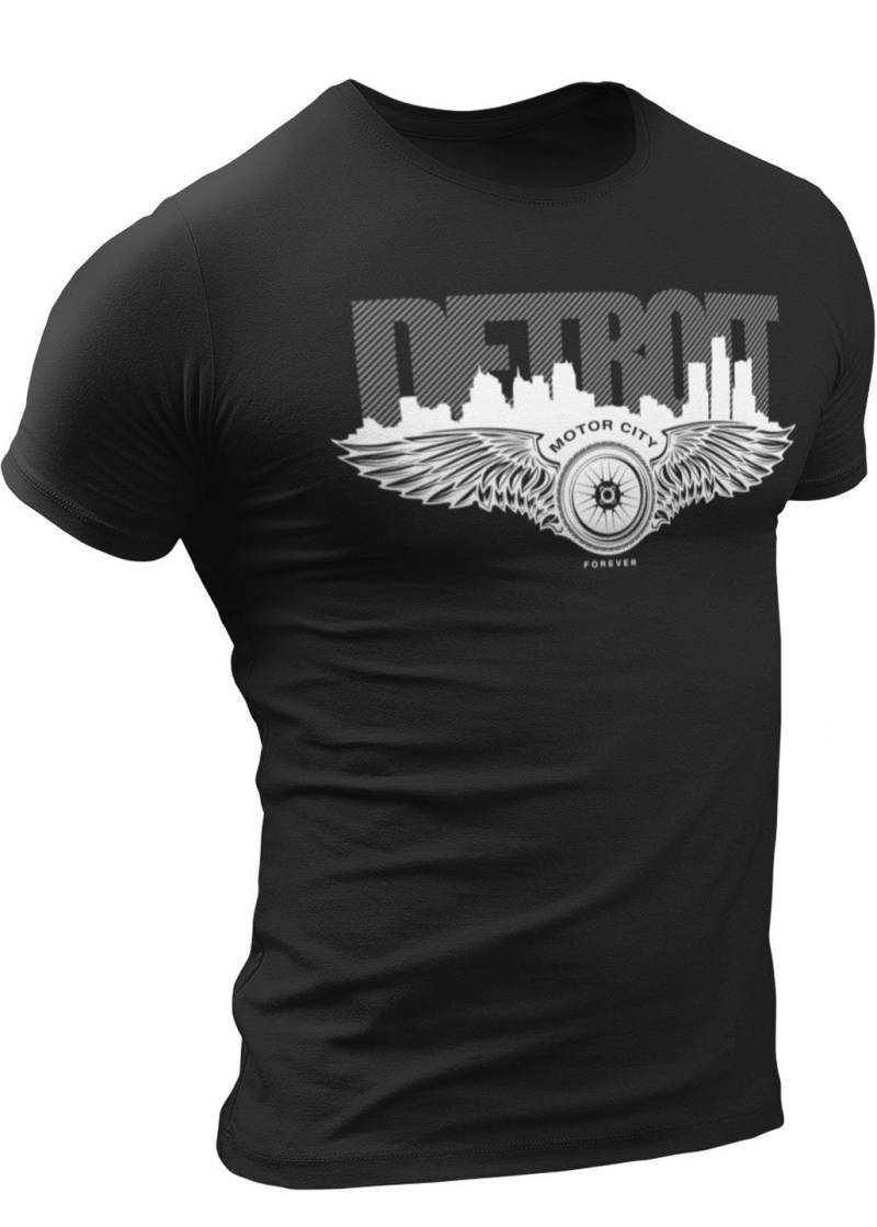 Detroit Motor City T-Shirt Flügel Skyline Design Detroit Motor City T-Shirt Flügel Skyline Design von GymishLifestyle