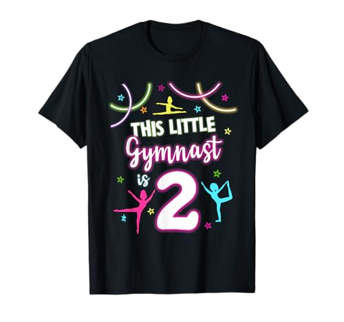 Outfit für Mädchen zum 2. Geburtstag, Aufschrift "This Little Gymnast Is 2 Year Old T-Shirt von Gymnast Gymnastics Birthday Girl 2 Year Old Gift