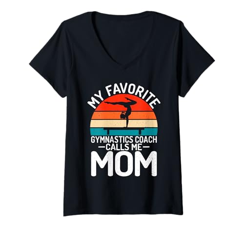 Damen Mein Lieblings-Gymnastiktrainer nennt mich Mama Gymnastics Coach T-Shirt mit V-Ausschnitt von Gymnastics Coach Gifts