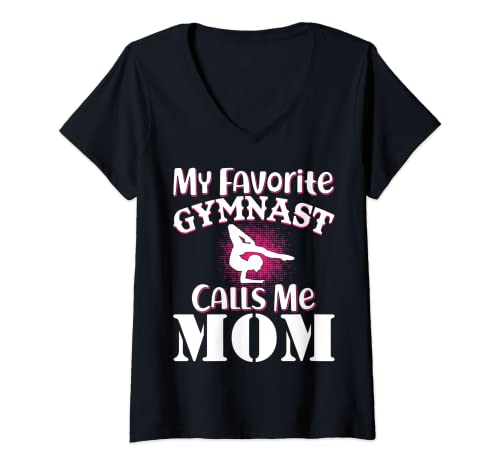 Damen My Favorite Gymnast Calls Me Mom Gymnastic Mother's Day T-Shirt mit V-Ausschnitt Damen My Favorite Gymnast Calls Me Mom Gymnastic Mother's Day T-Shirt mit V-Ausschnitt von Gymnastics Tee & Apparel