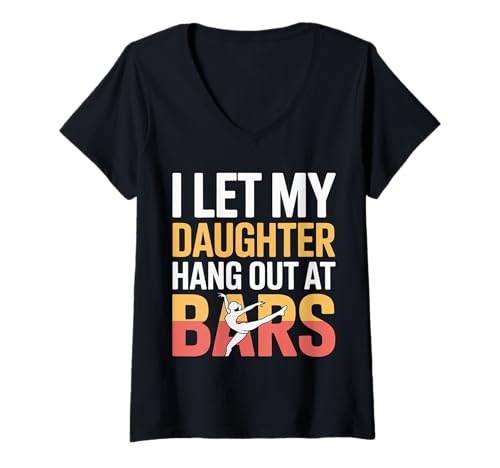 Damen I Let My Daughter Hang Out at Bars Elternteil - T-Shirt mit V-Ausschnitt Damen I Let My Daughter Hang Out at Bars Elternteil - T-Shirt mit V-Ausschnitt von Gymnastik Eltern unterstützen Humor