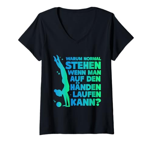 Damen Wenn Man Auf Den Händen Laufen Kann Turnen Turnerin T-Shirt mit V-Ausschnitt Damen Wenn Man Auf Den Händen Laufen Kann Turnen Turnerin T-Shirt mit V-Ausschnitt von Gymnastik Turnerin Turnen Geschenk