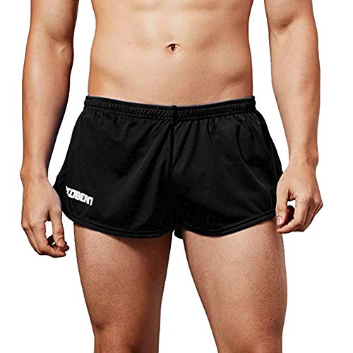 Gymskop Herren-Lauf-Shorts, Marathon-Shorts, schnelltrocknend, mit Netzfutter (ohne Taschen), Schwarz , XL von Gymskop