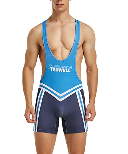 Gymskop Herren Wrestling Singuletts Athletic Supporters Slim Fit Sport Bodysuit Einteilige ärmellose Active Wrestling Trikot Gewichtheben Jumpsuits 04 Blau L von Gymskop