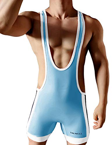 Gymskop Herren Wrestling Singuletts Athletic Supporters Slim Fit Sport Bodysuit Einteilige ärmellose Active Wrestling Trikot Gewichtheben Jumpsuits Hellblau L von Gymskop