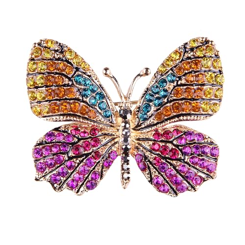 Gyn&Joy BZ030 Schmetterlings-Brosche mit Strasssteinen, mehrfarbig, Metall, Kristall-Strass von Gyn&Joy