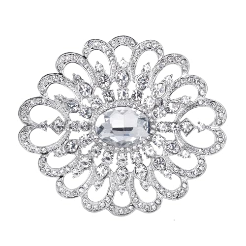 Gyn&Joy Brosche mit Kristallen, Strasssteinen, Blumenband, Hochzeit, Braut, Anstecknadel von Gyn&Joy