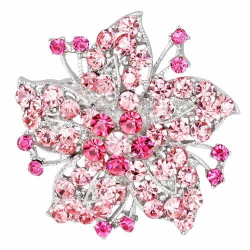 Gyn&Joy Damen-Brosche mit Kristall-Strasssteinen, Lilien-Blumenmuster, Hochzeits-Blumen-Brosche, Metall, Kristall-Strass von Gyn&Joy