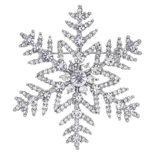 Gyn&Joy Schneeflocken-Brosche mit Kristallsteinen, 1.739 Inch, Metall, Kristall-Strass von Gyn&Joy
