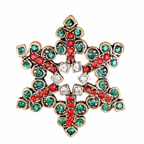 Gyn&Joy Weihnachtsbaum-Brosche mit bunten Kristall-Lichtern und Ornamenten, Smaragdgrün von Gyn&Joy