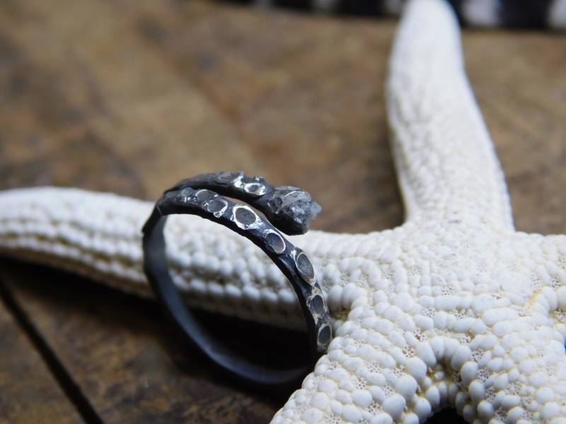 Tintenfisch Tentakel Sterling Silber & Rohdiamant Einstellbar Midi Ring Ooak. Oxidierte Oktopus Arm Saugnäpfe Tintenfisch Tentakel Sterling Silber & Rohdiamant Einstellbar Midi Ring Ooak. Oxidierte Oktopus Arm Saugnäpfe von GypsyCarnivale