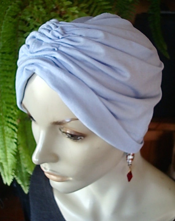 Chemo Weichen Hut Cap Kopfbedeckung Kopf Bedeckt Blass Blau Leichte Turban von GypsyLoveHeadbands