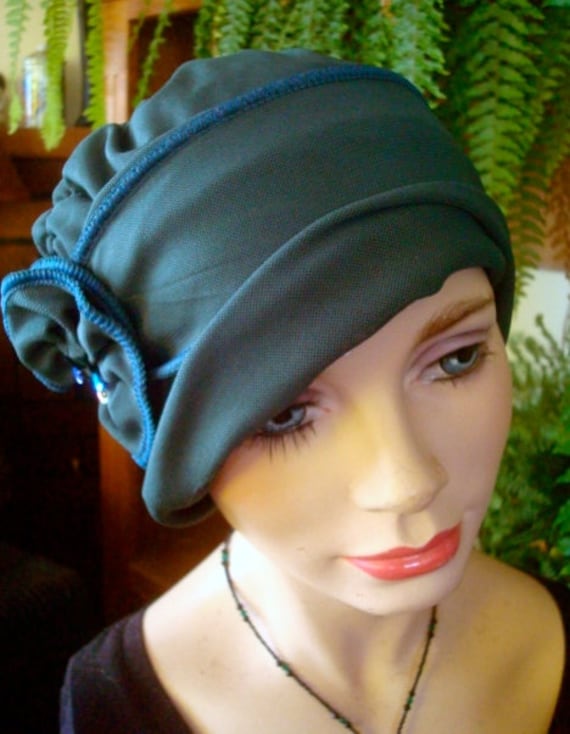 Damen Mütze Turban Hijab Chemo Soft Hat Mesh Cool Atmungsaktiv Kopfbedeckung Grün Mit Pailletten von GypsyLoveHeadbands