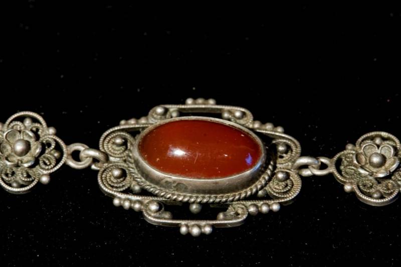 Schöne Peruzzi Florenz Italien Open Back Karneol Silber Filigrane Blumen Vintage Antike Armband Singed von GypsyRoadStudio