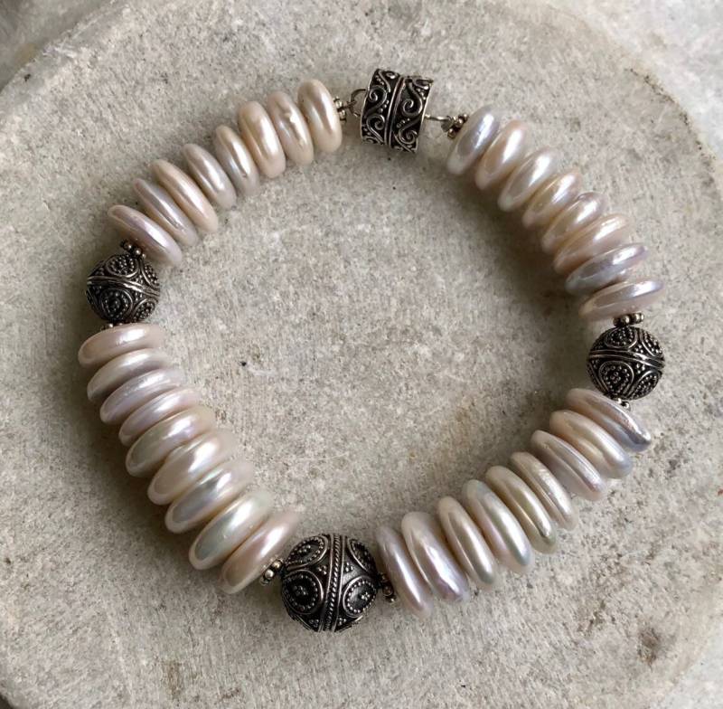 Wunderschönes Sterling Silber Vintage Armband Mit Münzperle von GypsyRoadStudio