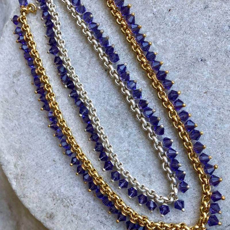 sterling Silber Und Gold Vergoldet Facated Amethyst Perle Vintage Fußkettchen von GypsyRoadStudio