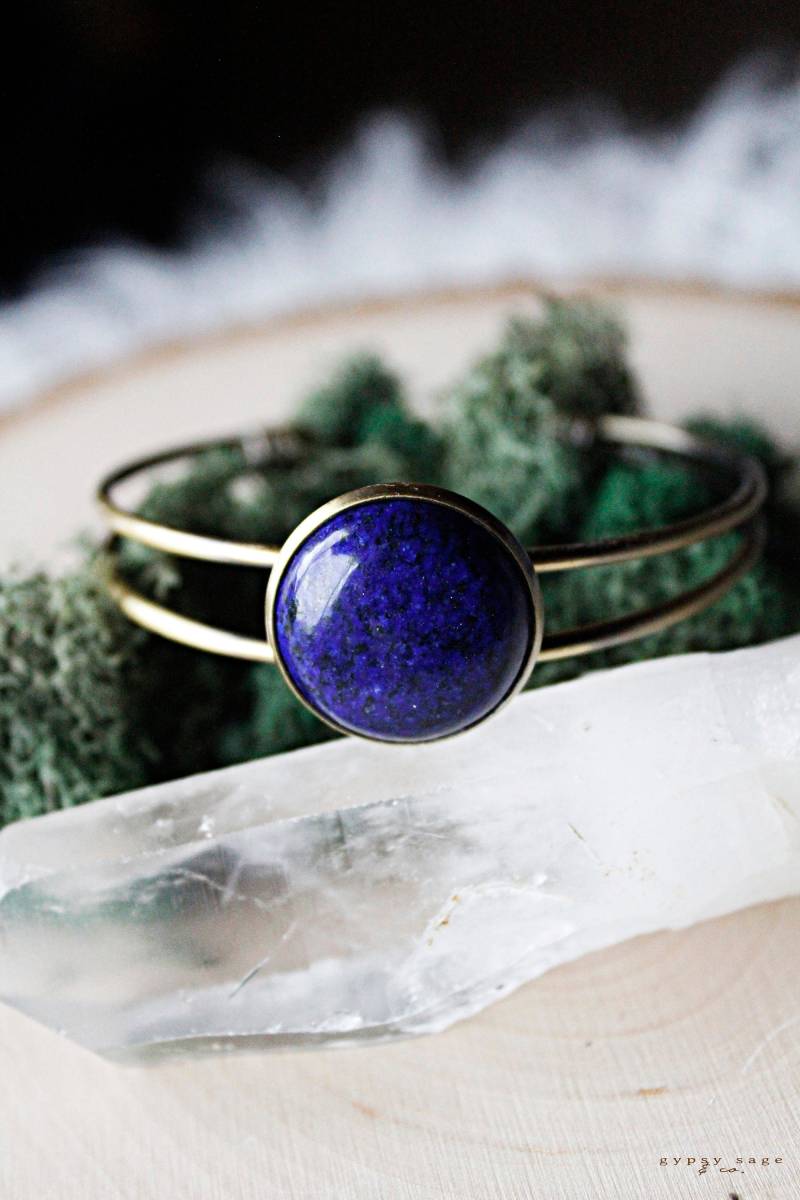 Lapis Lazuli Armband/Armreif Edelstein Manschette Verstellbar von GypsySageCo
