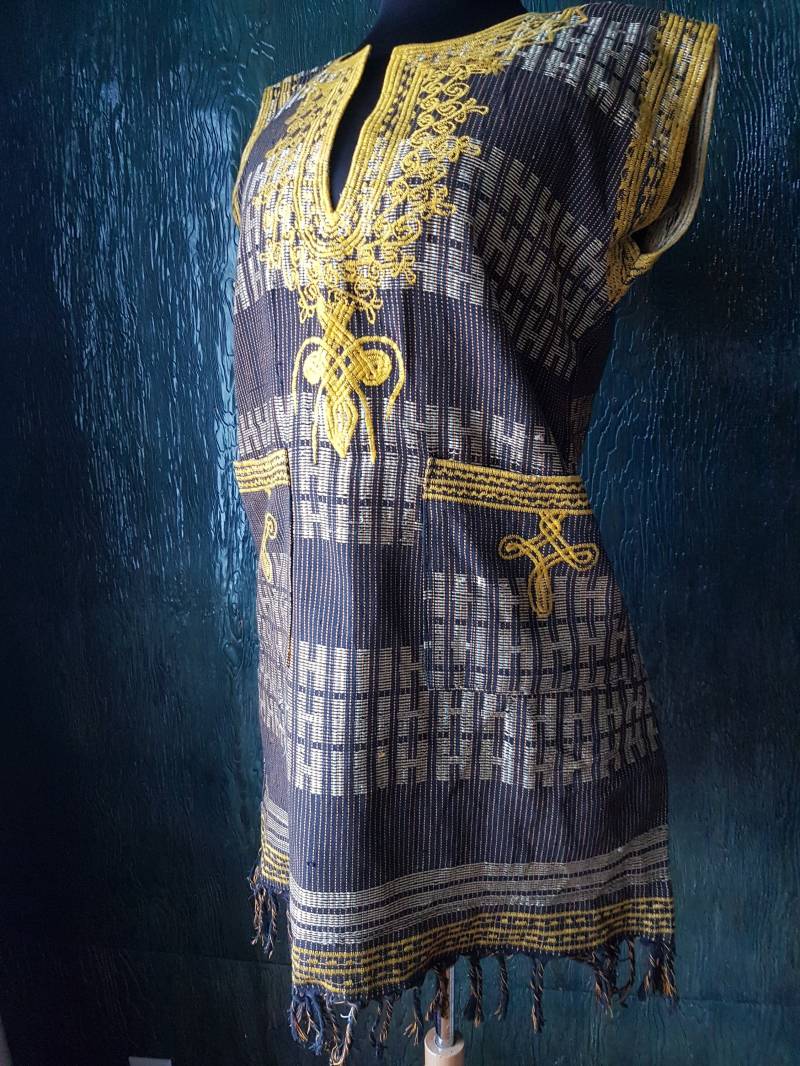 Boho Bestickte Tunika Kleid Braun & Gold Festival Mini Kleid von GypsyandRabbit