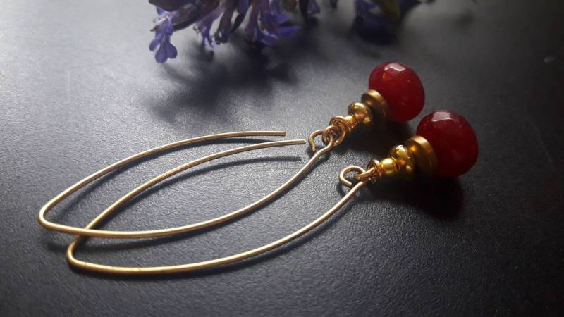 Raspberry Road Ohrringe Achat Facettiert Messing Brass Semiprecious Stones Himbeere Raspberry Road Ohrringe Achat Facettiert Messing Brass Semiprecious Stones Himbeere von GypsysJourneyJewelry
