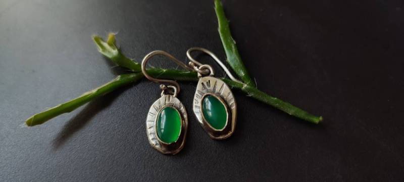 Silberohrringe "Little Green Gem" Achat Grün Silberschmuck Ohrringe Silber Grüner Silberohrringe "Little Green Gem" Achat Grün Silberschmuck Ohrringe Silber Grüner von GypsysJourneyJewelry