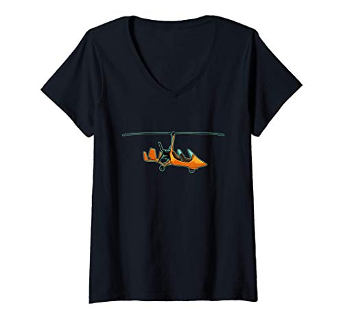 Damen Tragschrauber Gyrocopter Gyrokopter T-Shirt mit V-Ausschnitt Damen Tragschrauber Gyrocopter Gyrokopter T-Shirt mit V-Ausschnitt von Gyrokopter Tragschrauber Zubehör und Geschenke