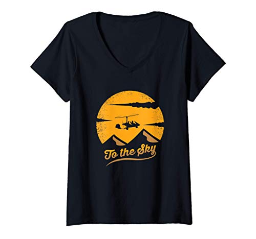 Damen Tragschrauber Gyrocopter Gyrokopter - To The Sky T-Shirt mit V-Ausschnitt Damen Tragschrauber Gyrocopter Gyrokopter - To The Sky T-Shirt mit V-Ausschnitt von Gyrokopter Tragschrauber Zubehör und Geschenke