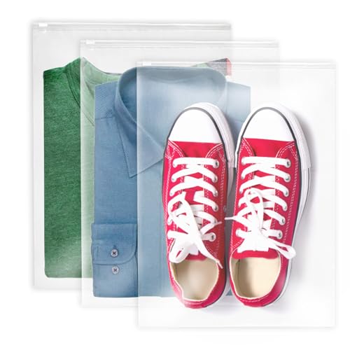 Zip Beutel Groß Wiederverwendbar 30 * 40cm Zipper Beutel Reisetasche wasserdichte Gefrostet Zip Tüten Bag Plastikbeutel Aufbewahrungsbeutel für Kleidung Unterwäsche Handtuch Schuhe Kosmetik,30 Stück von Gyxcelc