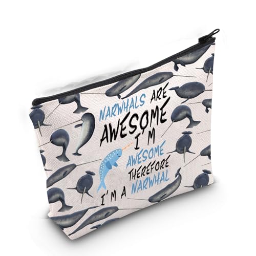 Gzrlyf Narwhal Make-up-Tasche "I m Awesome Therefore I m A Narwhal Gift for Narwhal Lover Ocean Animal Themed Gifts Zipper Pouch, Narwals von Gzrlyf