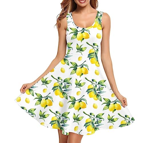 Gzzxiailg Damen-Sommerkleid, Übergröße, Neckholder, hohe Taille, ärmellos, lässig, Midi-Kleid, XS-4XL, Zitrone, Mittel Gzzxiailg Damen-Sommerkleid, Übergröße, Neckholder, hohe Taille, ärmellos, lässig, Midi-Kleid, XS-4XL, Zitrone, Mittel von Gzzxiailg