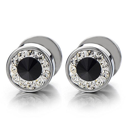 8MM Herren Damen Ohrringe Zirkonia Edelstahl Ohrstecker Fakeplugs Fake Plug Tunnel Ohr-Piercing von COOLSTEELANDBEYOND