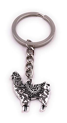 H-Customs Alpaka Muster Kamel Wüstentier Antik Silber Schlüsselanhänger Anhänger von H-Customs